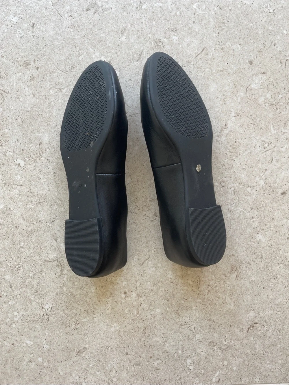 Tory Burch Black Leather Flats with Gold Logo Medallion